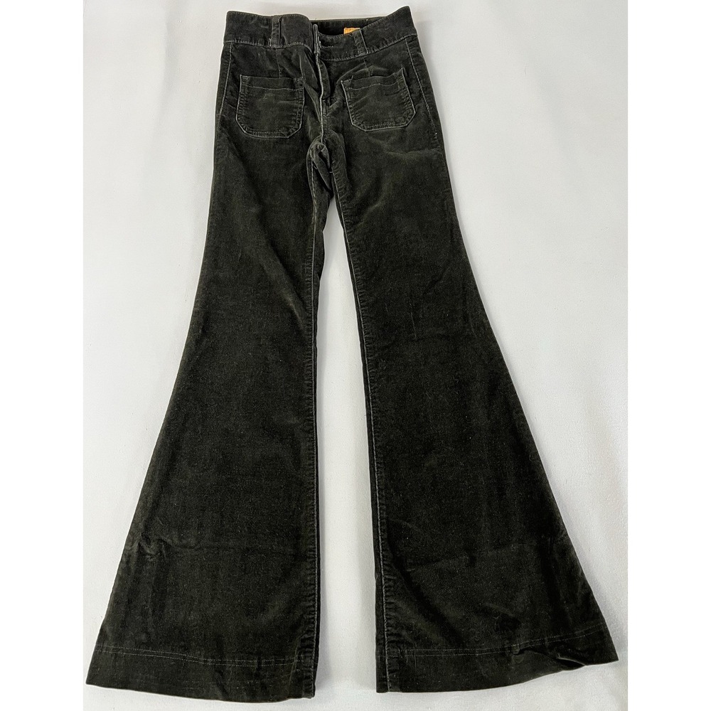 Anthropologie Pilcro Pants‎ Womens Olive Green Corduroy High Rise Flare Sz 2
